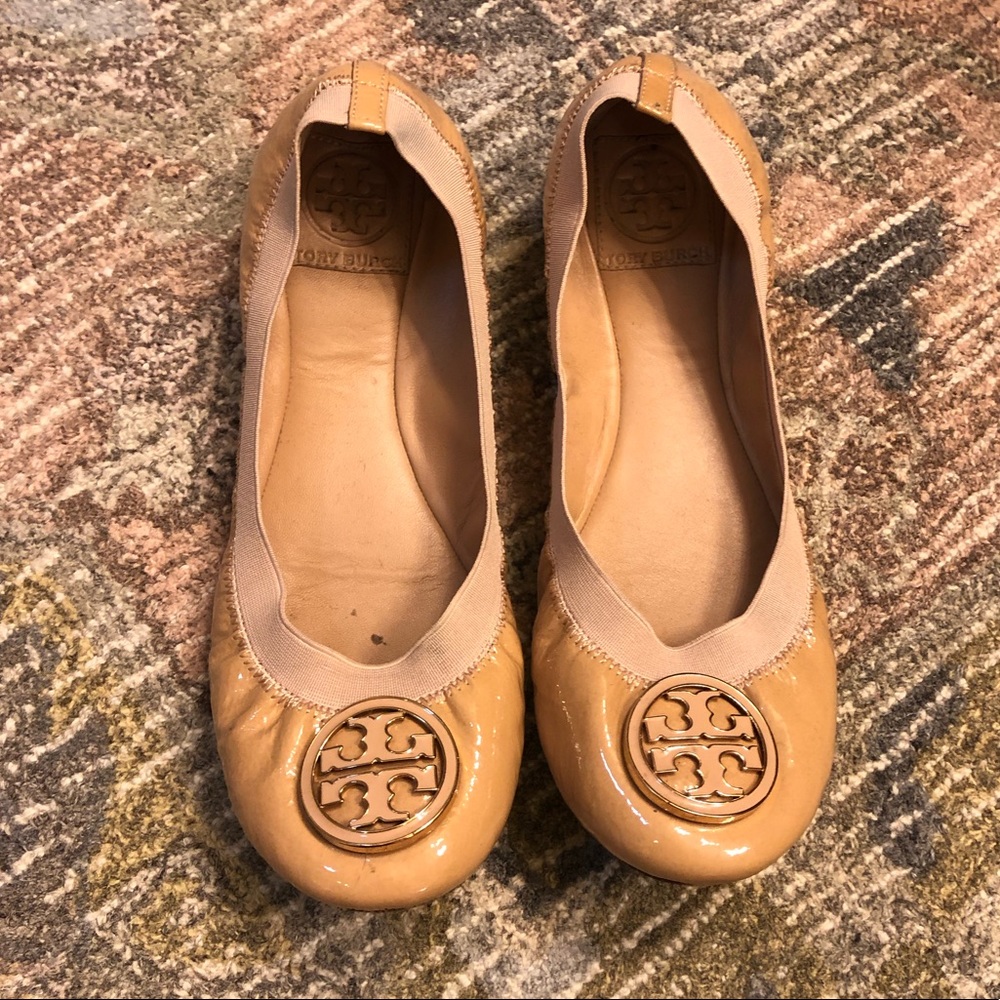 Tory Burch Tan Logo Ballet Flat